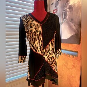 Leopard Print Patchwork Tunic Top
Size Small